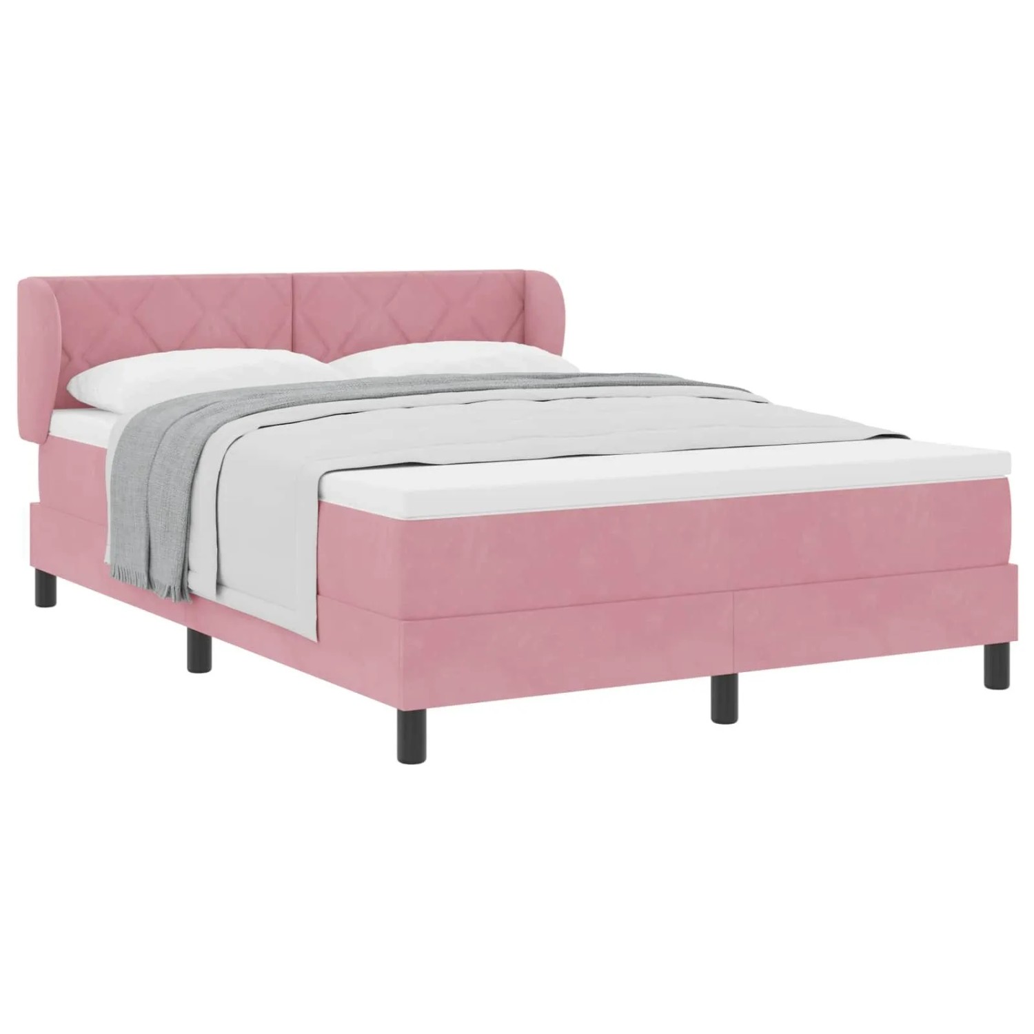 vidaXL Boxspringbett mit Matratze mit Kopfteil Rosa 160 x 200 cm Samt 3340453