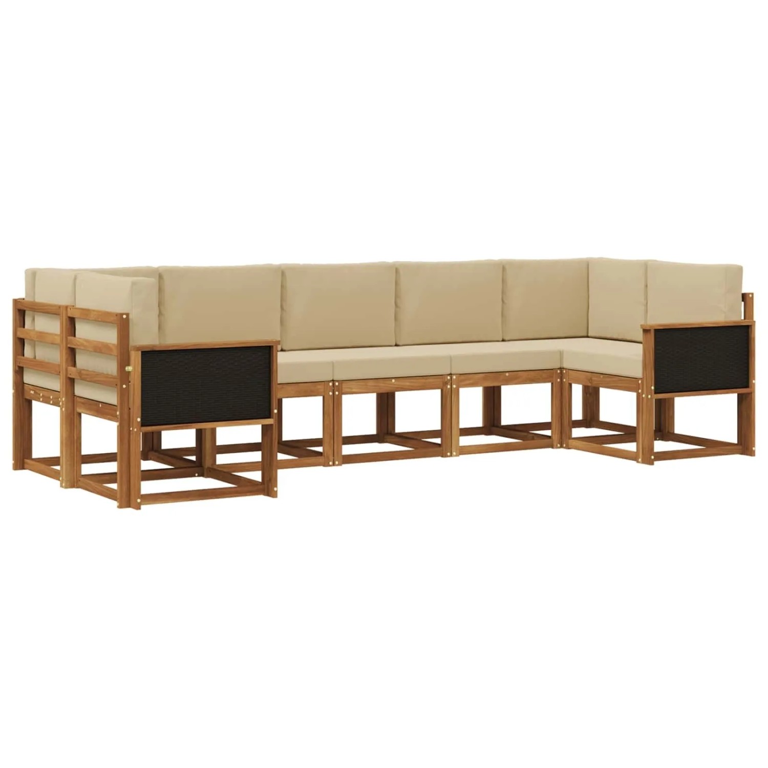 vidaXL Outdoor-Sofagarnitur 7 Stk Natur und Beige Massivholz Akazie 3385504