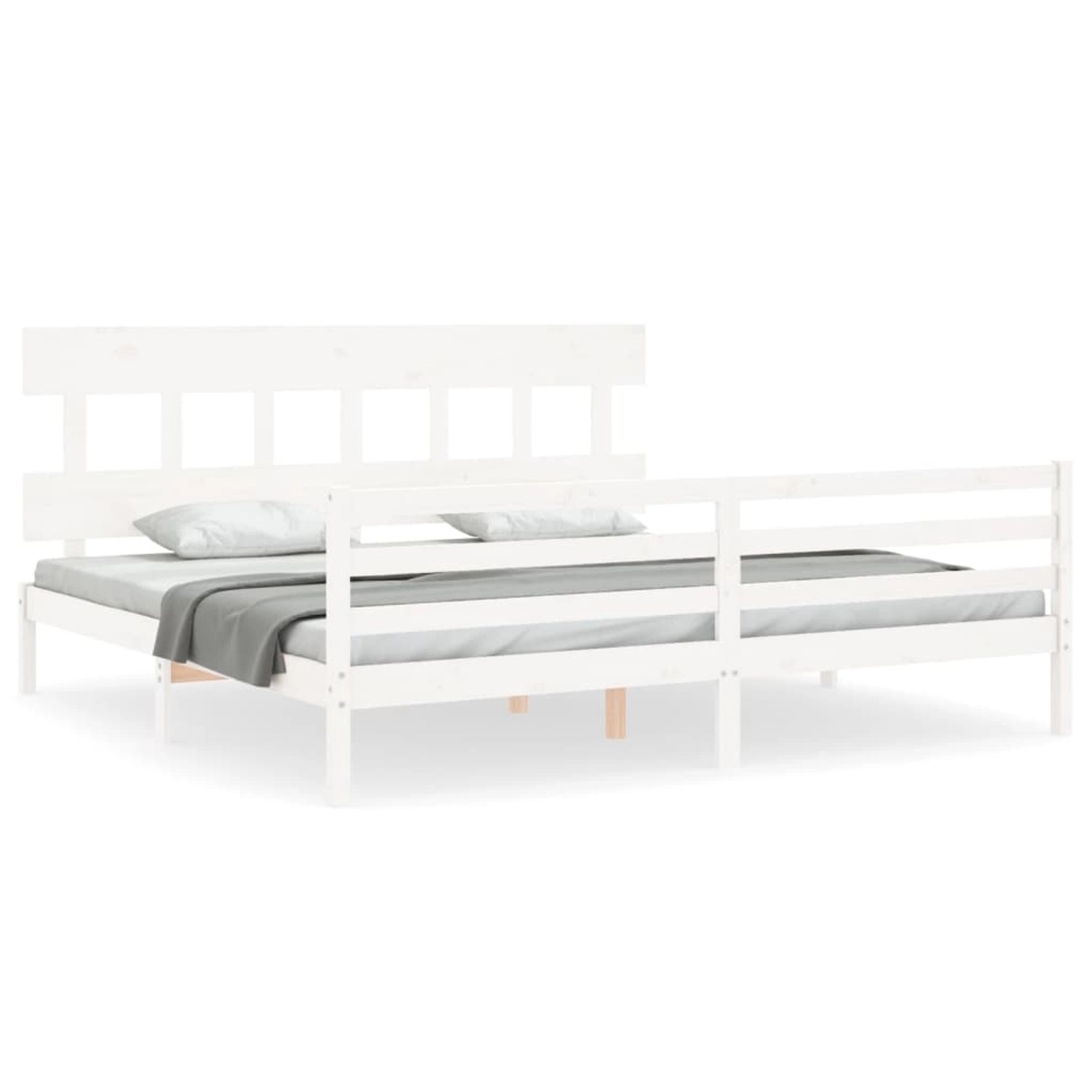 vidaXL Massivholzbett mit Kopfteil Weiß 200x200 cm 3195177 günstig online kaufen