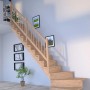 Gewendelte Treppe Lindos Eiche mit Holzgeländer, links, Setzstufen, 80 cm breit.