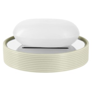 Spirella Seifenschale Tube-Ribbed aus Zement mit gerippter Struktur und Seife.