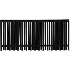 Schwarzer Vorgartenzaun Nagano aus Nadelholz, 180x80 cm, mit vertikalen Leisten für Privatsphäre.