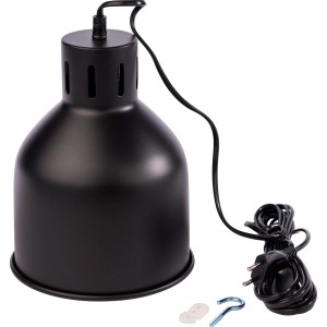 Schwarzer Venso E27 Lampenschirm SAGA für Pflanzenanzucht mit Kabel, Stecker und Haken.