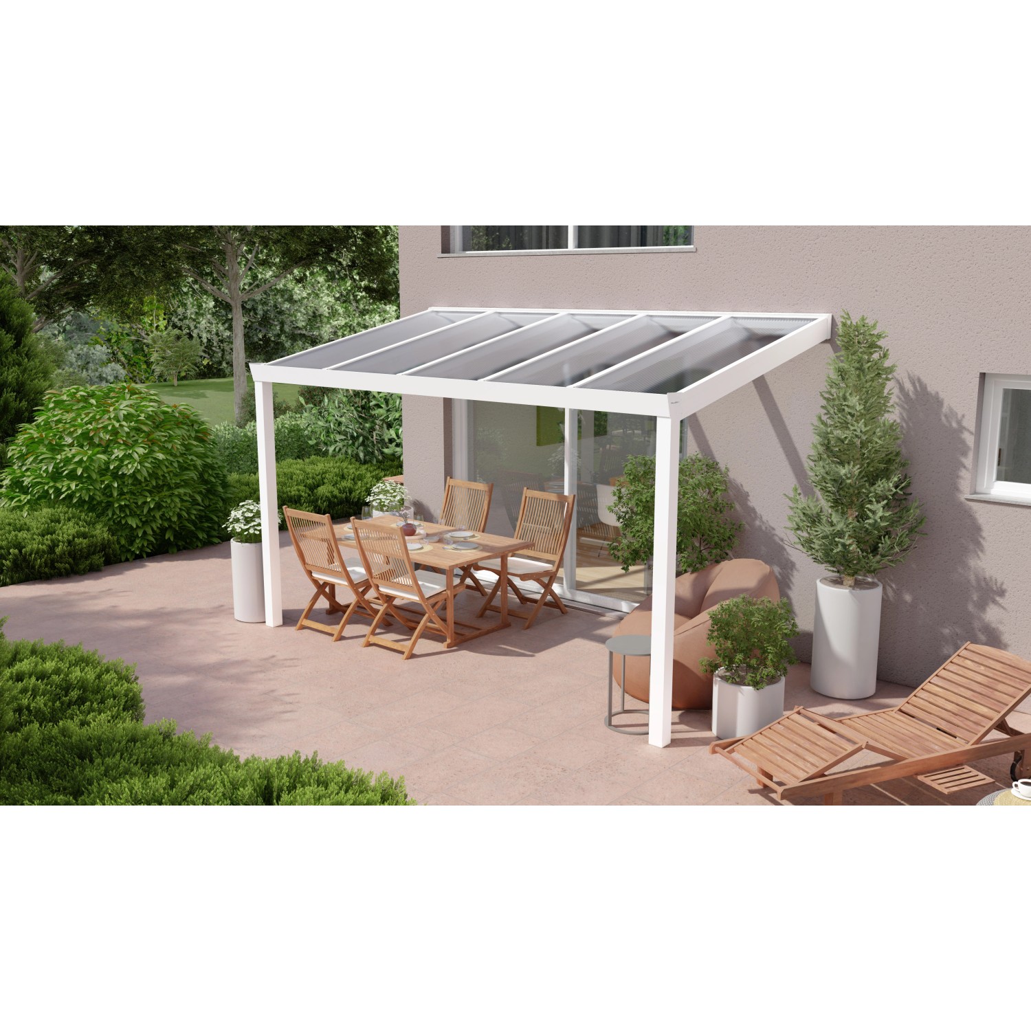 Terrassenüberdachung Professional 400 cm x 200 cm Weiß PC Klar günstig online kaufen