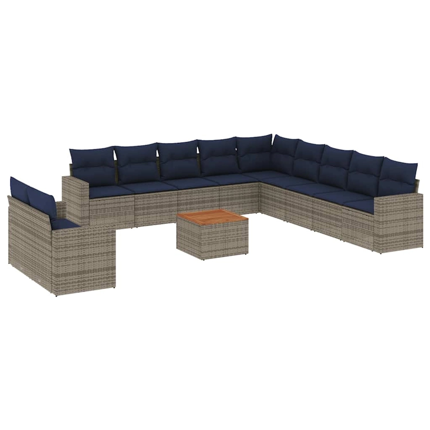 vidaXL 12-Tlg Garten-Sofagarnitur mit Kissen Grau Poly Rattan 3256537 günstig online kaufen