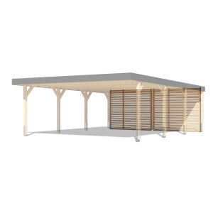 Karibu Rückwand für Leimholz Doppel-Carport, naturbelassen, als Sichtschutz und Windschutz.