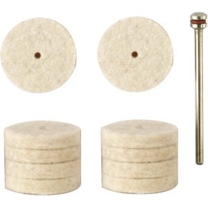 Proxxon Filzscheiben (10 Stk.) mit Träger für Miniaturwerkzeuge zum Polieren.