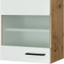 Flex-Well Glas-Hängeschrank Vintea, 50 cm, Magnolie/Eiche, für die Küche.