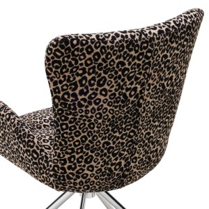 Mömax Drehsessel Liam Leoprint Schwarz/Chromfarben