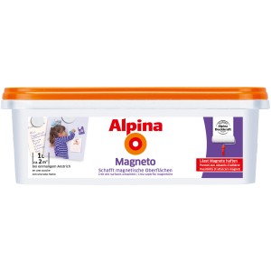Alpina Magneto Magnetfarbe, 1 Liter Dose. Grundfarbe für magnetische Oberflächen im Innenbereich.
