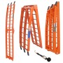 TRUTZHOLM Auffahrrampe, klappbar, 180 cm, 340 kg Traglast, orange, in verschiedenen Positionen.