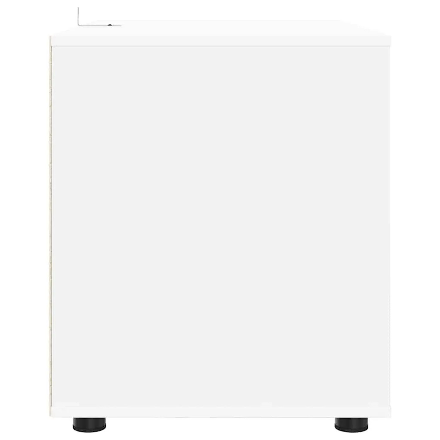 Weißer vidaXL Aufbewahrungsschrank aus Holzwerkstoff, minimalistisches Design, schwarze Füße. Ideal für Wohnzimmer.