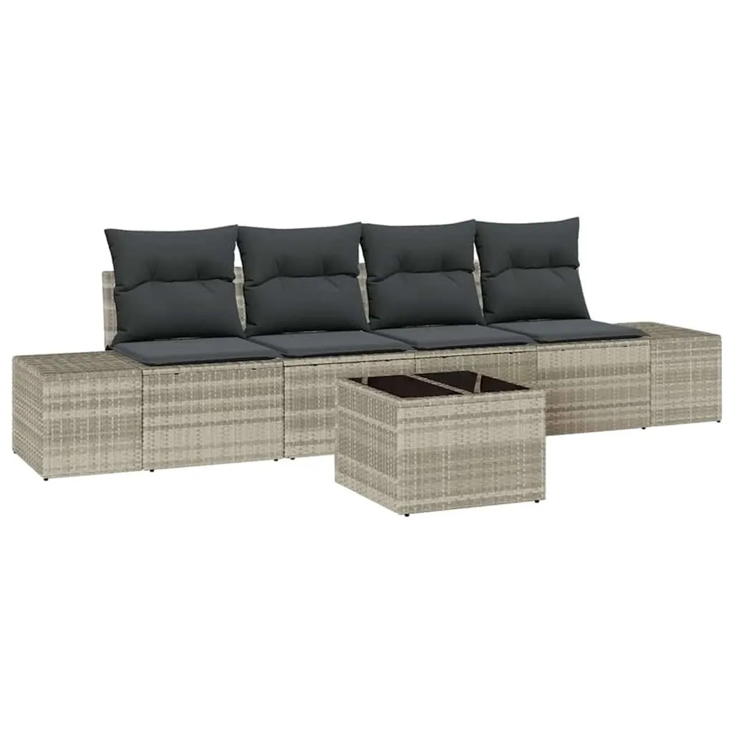 vidaXL Sofa Set mit Kissen 5-Tlg Hellgrau Poly-Rattan 3346932 günstig online kaufen