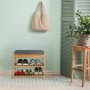 Relaxdays Schuhbank Bambus Natur Grau Gepolstert mit Schublade 49 cm x 55 cm x 30 cm 3,8 kg_2