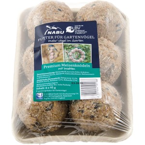 6er Pack Premium Meisenknödel mit Insekten, Wildvogelfutter ohne Netz, hoher Fettgehalt.
