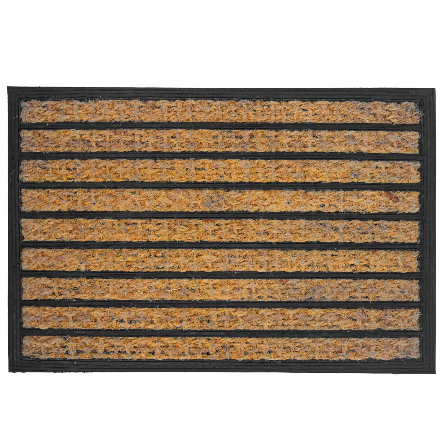 Relaxdays Fußmatte Kokosfaser Gummi Natur Schwarz Rutschfest Wetterfest für Innen und Außen 1,5 cm x 60 cm x 40 cm 1,9 kg