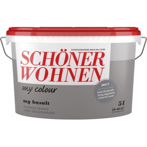 Eimer Schöner Wohnen My Colour My Basalt, matte, graue Wandfarbe für Innen, 5 Liter.