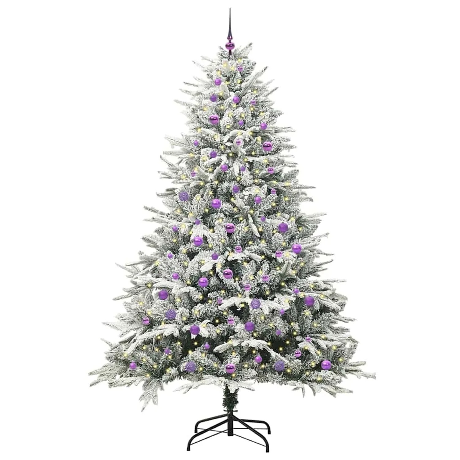 vidaXL Künstlicher Vorbeleuchteter Weihnachtsbaum mit Kugelset Grün 3395421