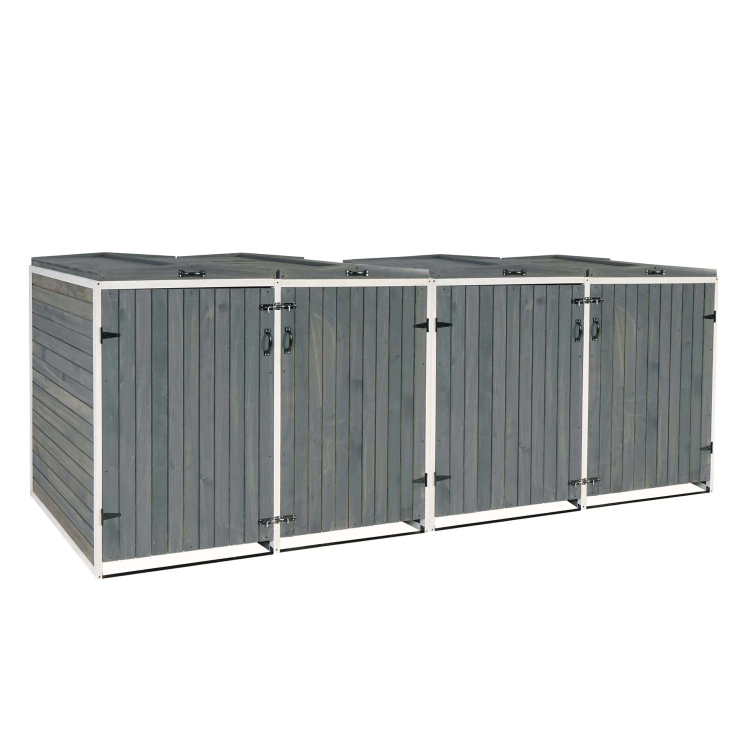 MCW 4er-/8er-Mülltonnenverkleidung H74 Grau-Weiß 126x316x98cm