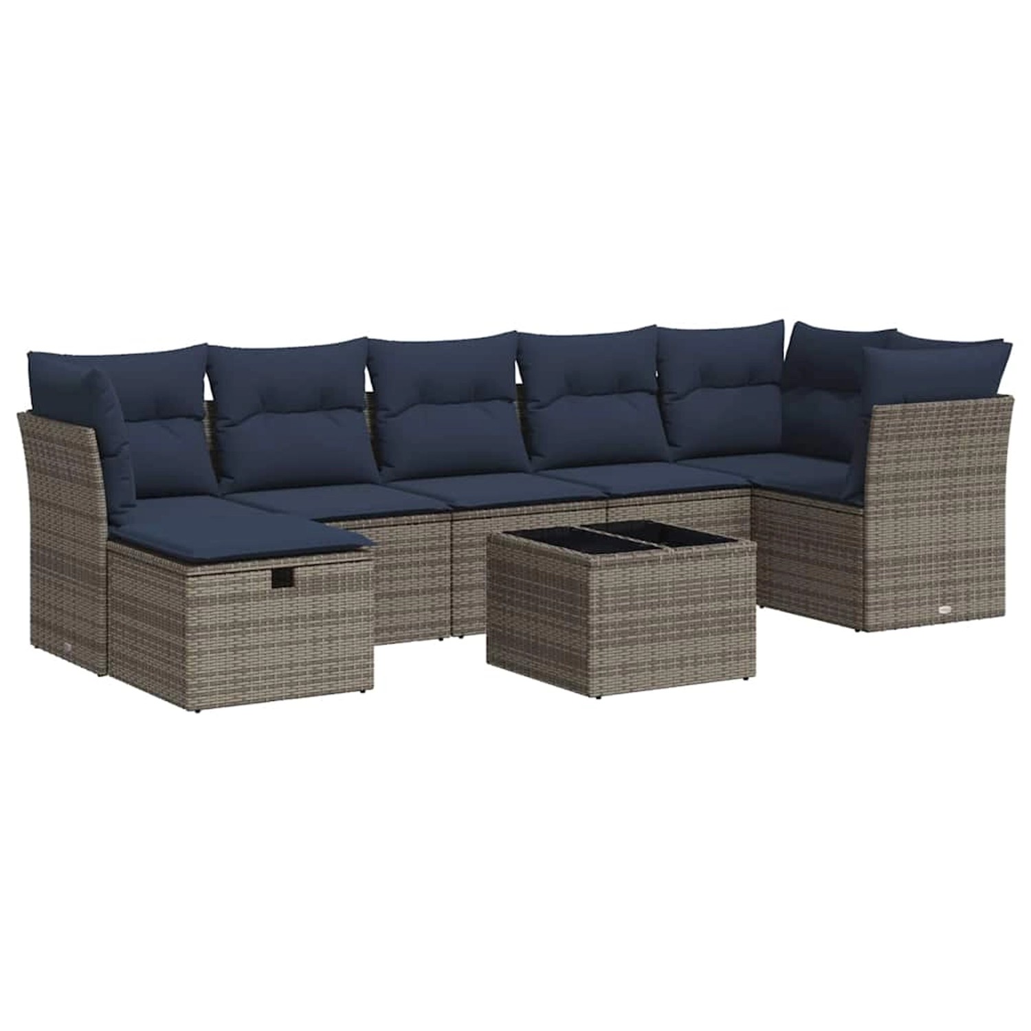 vidaXL 8-Tlg Garten-Sofagarnitur mit Kissen Grau Poly Rattan 3325317 günstig online kaufen