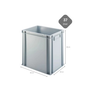 Graue PROREGAL Eurobox 37L mit Deckel, 4er Set. Aufbewahrungsbox für Industrie und Gewerbe.