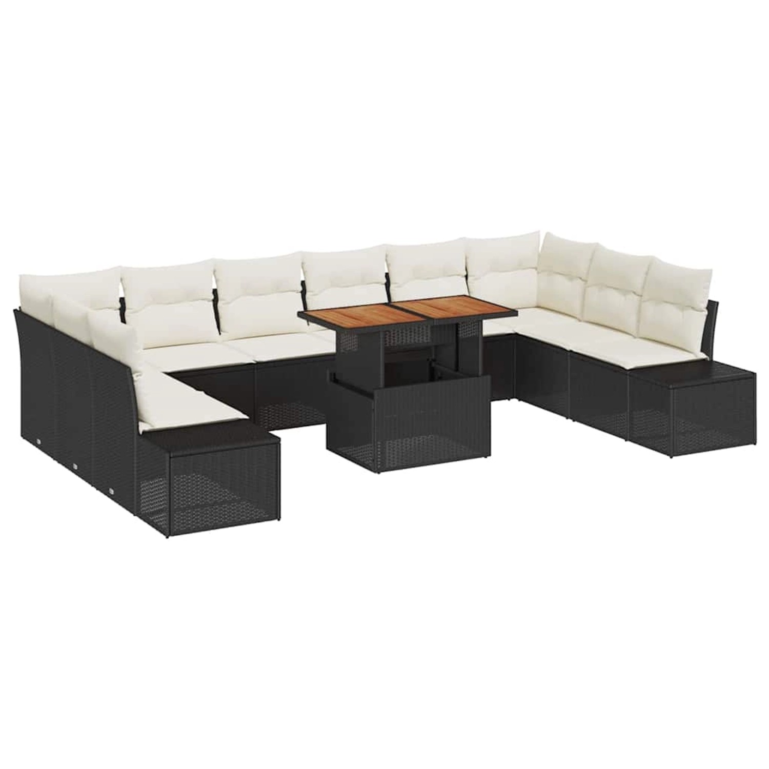 vidaXL Garten-Sofa-Set mit Speicher 11-Tlg Schwarz Poly Rattan 3358749 günstig online kaufen