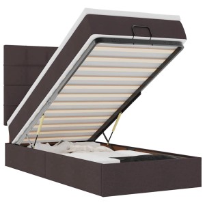 vidaXL Ottoman-Bett mit Matratze, dunkelbraun, Stoff, mit Stauraum unter dem Lattenrost.