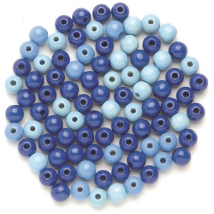 Holzperlen Ø 6 mm, Blau-Mix, 118 Stück, FSC®-zertifiziert für Schmuckbasteln.