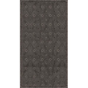 Dekorativer Teppichläufer Smuq Copenhagen, 67x120 cm, mit grafischem Rautenmuster in Grau und Beige.