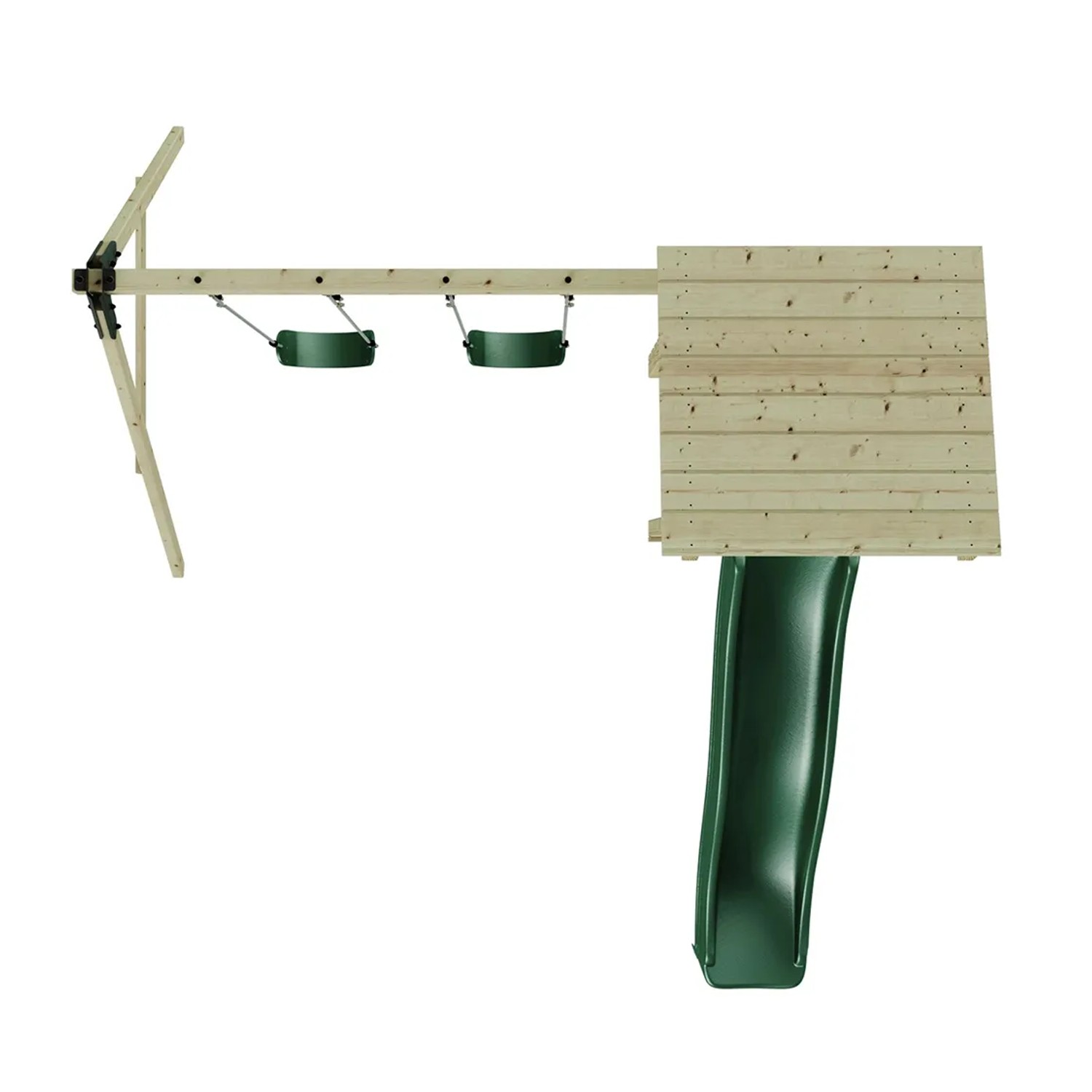 Rebo Spielturm Neapel Natur mit Rutsche, Schaukel und Kletterwand aus Holz.