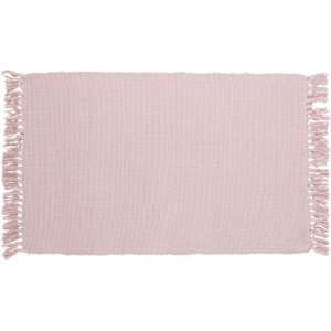 Altrosa Baumwollteppich (50x80 cm) mit Fransen, geeignet für Wohnzimmer und Flur.