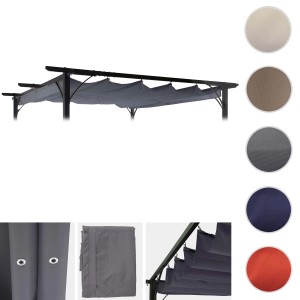 Grauer Ersatzbezug für MCW Pergola C42 3x3m, Terrassenüberdachung.