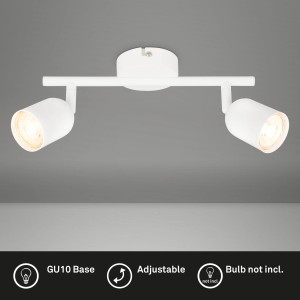 Weiße, schwenkbare Brilo Deckenleuchte Tabo mit 2 Spots und GU10 Fassung.