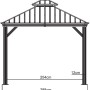 Technische Zeichnung: Sojag Aluminium Pavillon Messina 10 x 12 Anthrazit mit Maßangaben.