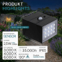 Schwarze LUXULA Solar Wandleuchte mit Bewegungsmelder für den Außenbereich.