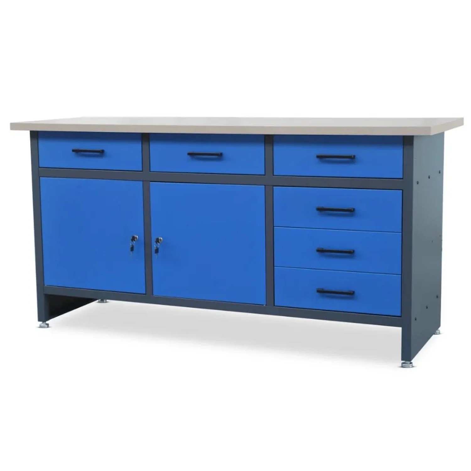 JAN NOWAK Werkbank Werkstatt HENRY 2 x Tür 85 x 170 x 60 cm Anthrazit-Blau