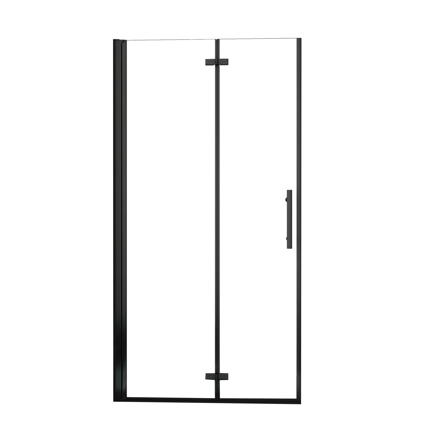 AICA Walk-In Schwarz Duschabtrennung Falttür 110 x 185cm Faltbar/drehbar Duschwand 6mm Nano-ESG Duschkabine