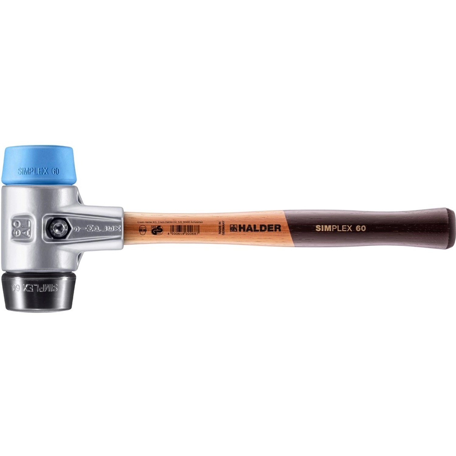 Halder Simplex Schonhammer Ø 60 mm TPE-soft Blau   Gummi Schwarz mit Alumin günstig online kaufen