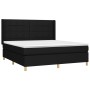 Schwarzes vidaXL Boxspringbett (160x200 cm) mit Matratze und Stoffbezug.