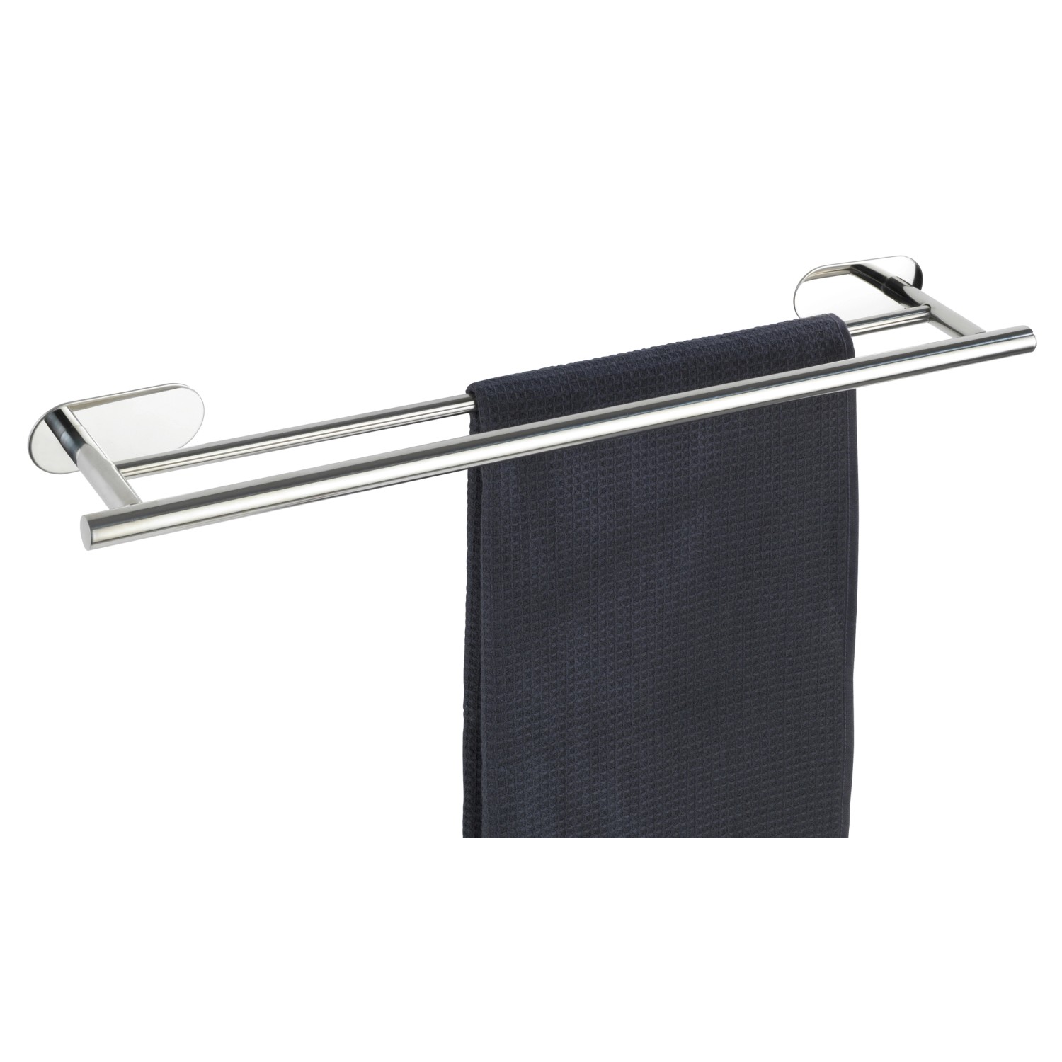 Wenko Badetuchstange Turbo-Loc Edelstahl Duo Orea Shine mit Handtuch, glänzende Optik.