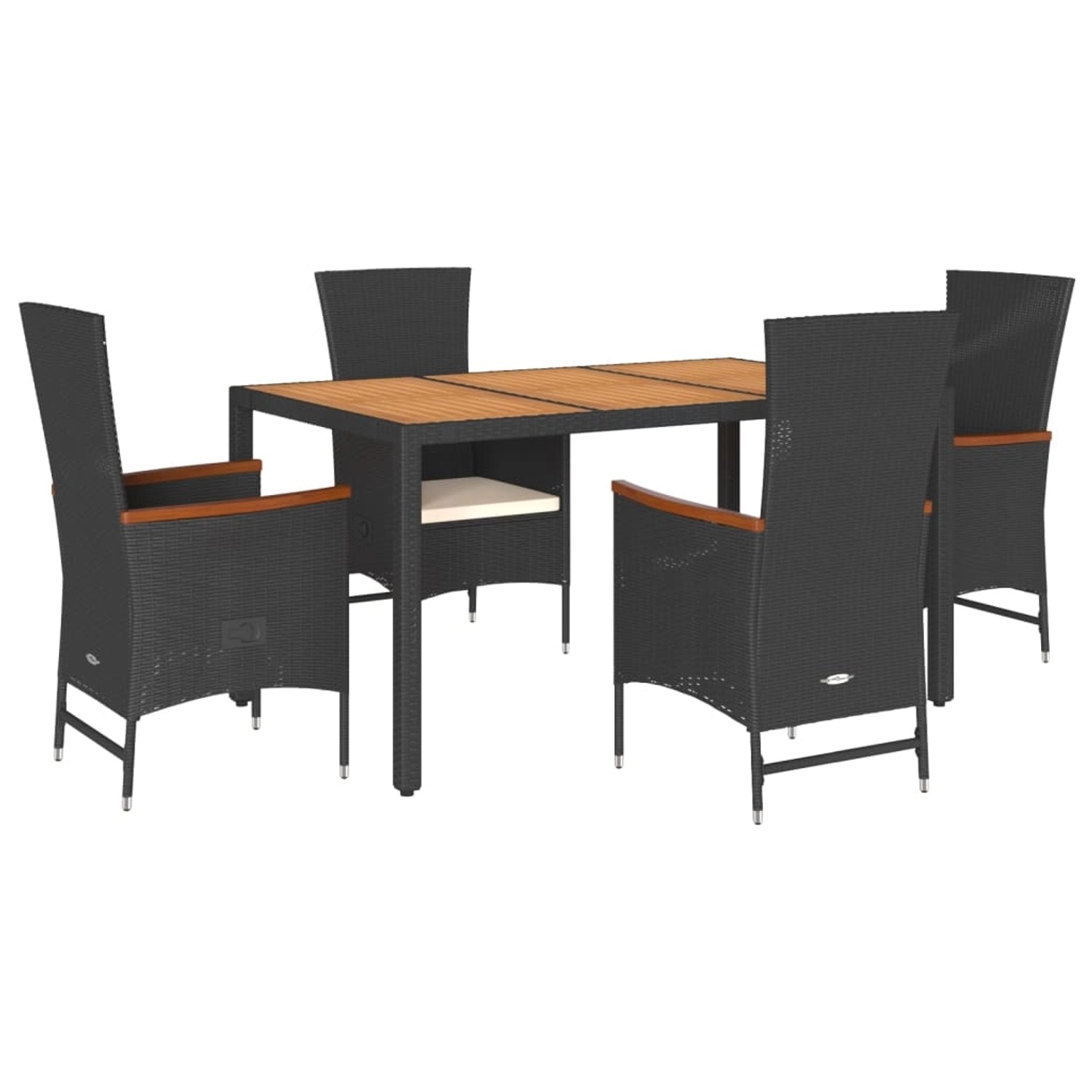 vidaXL 5-Tlg Garten-Essgruppe mit Kissen Schwarz Poly Rattan 3277508 günstig online kaufen