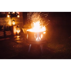 SIENA GARDEN Feuerschalenaufsatz XXL aus Stahl, silber/anthrazit, 53 cm, mit Flammendesign.