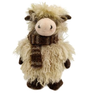 Boltze Deko-Figur Berkel, eine naturfarbene Kuh mit Schal, 26x14x21cm.