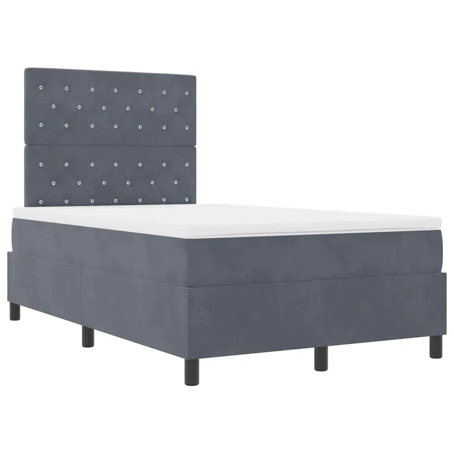 vidaXL LED Boxspringbett mit Matratze Dunkelgrau 120 x 200 cm Stoff 3343239