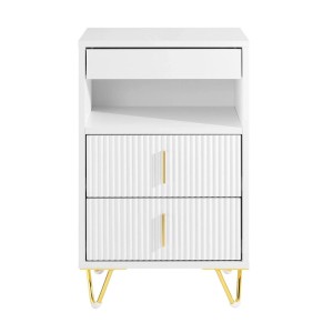 SoBuy Nachttisch Nachtschrank mit 3 Schubladen und Ablagefach Beistelltisch Weiß 40x63x40cm FBT168-W
