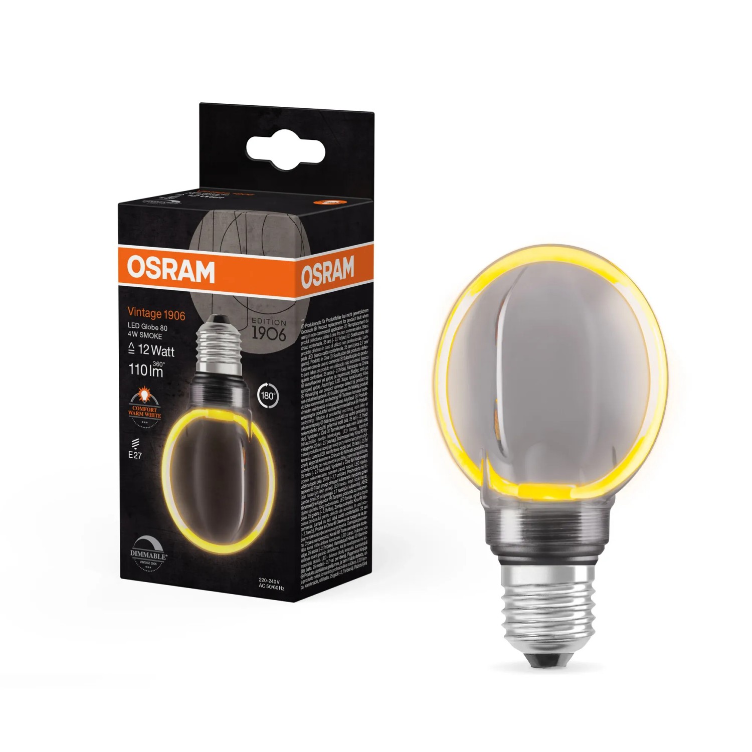 Osram LED-Lampe E27 Globeform G80 O 4 W 1.800 K 12 cm x Ø 8 cm