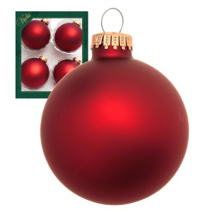 Krebs Glas Lauscha Weihnachtskugeln Rot Matt Uni 4er-Set 8cm