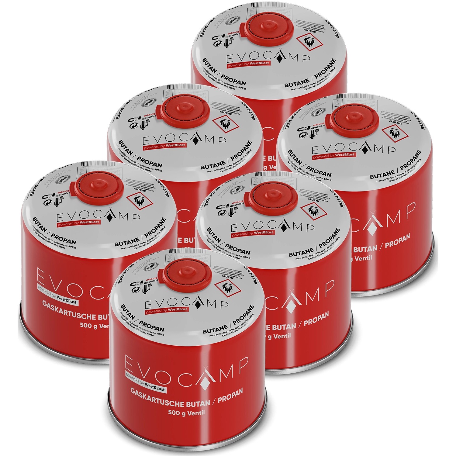 Evocamp Gaskartusche 6 Stück Butan Propan 500 g Schraubventil für Campingko günstig online kaufen
