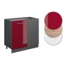 Vicco Eckunterschrank R-Line, Bordeaux Hochglanz/Anthrazit, 86 cm, ohne Arbeitsplatte.