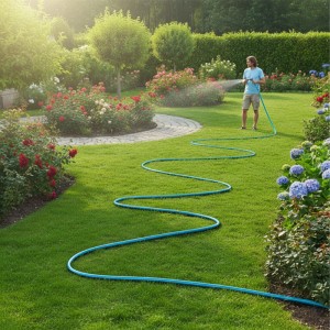 Relaxdays Gartenschlauch Kunststoff Hellblau Wetterfest 30 m